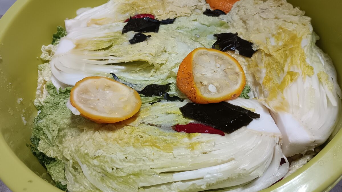 白菜漬物作り